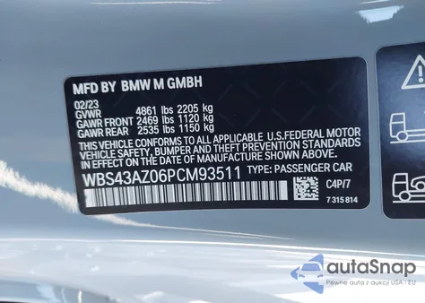 2023 BMW M4 Competition xDrive из США, поврежденный, VIN WBS43AZ06PCM93511